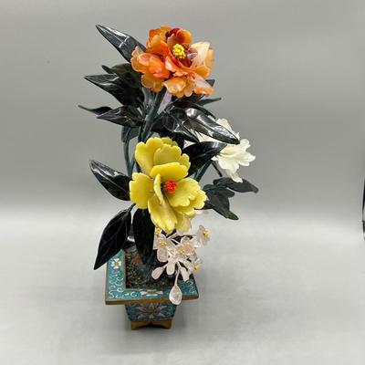 LOT 73L: Stone and Metal Enamel Decorative Floral Arrangements
