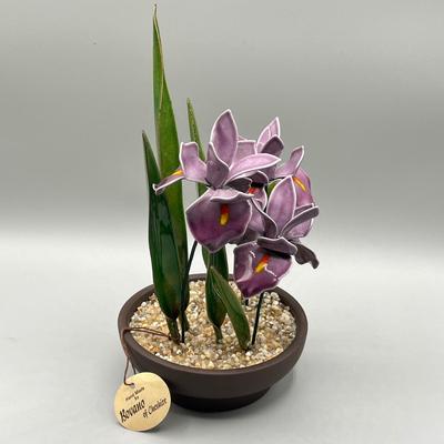 LOT 73L: Stone and Metal Enamel Decorative Floral Arrangements