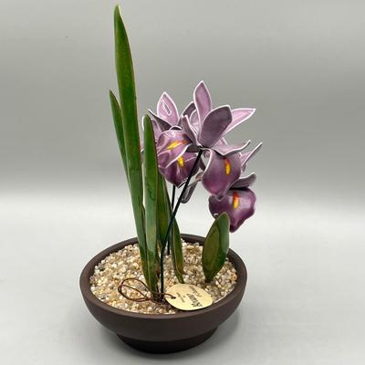 LOT 73L: Stone and Metal Enamel Decorative Floral Arrangements