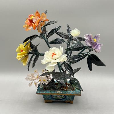 LOT 73L: Stone and Metal Enamel Decorative Floral Arrangements