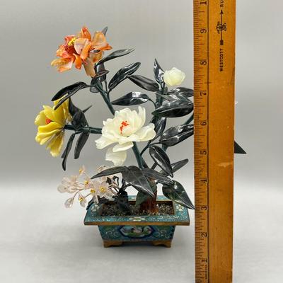 LOT 73L: Stone and Metal Enamel Decorative Floral Arrangements