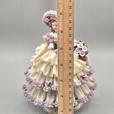 LOT 87L: Vintage Dresden Porcelain Lace Figurine