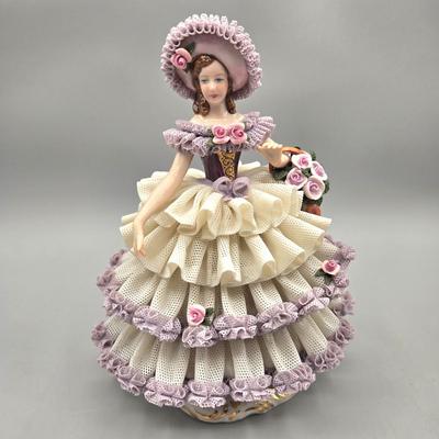 LOT 87L: Vintage Dresden Porcelain Lace Figurine