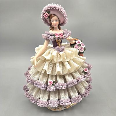 LOT 87L: Vintage Dresden Porcelain Lace Figurine