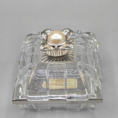 LOT 88L: White Alabaster Elephant made in Italy, Lenox Sentiments Collection Anniversary Box, Lenox Crystal Trinket Box, and More
