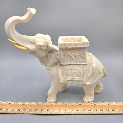 LOT 88L: White Alabaster Elephant made in Italy, Lenox Sentiments Collection Anniversary Box, Lenox Crystal Trinket Box, and More