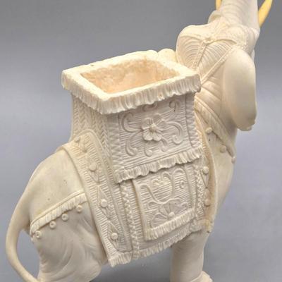 LOT 88L: White Alabaster Elephant made in Italy, Lenox Sentiments Collection Anniversary Box, Lenox Crystal Trinket Box, and More