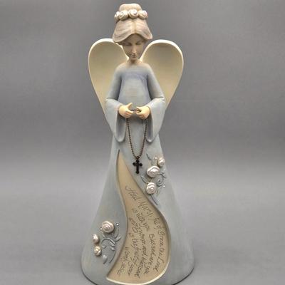 LOT 90L: Liette International Clock and Trinket Box, Coyne's & Company Heavenly Angels Figurine, Enesco Foundations Hail Mary...