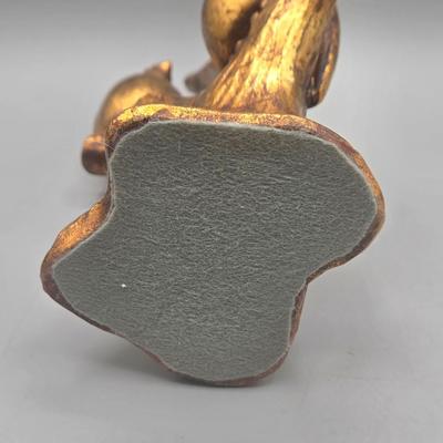 LOT 93L: Homco Masterpiece Blue Jay Figurine, California Pottery 2 Birds On Tree Gold Leaf Statue Vase, and Small Hummingbird Candle Holder