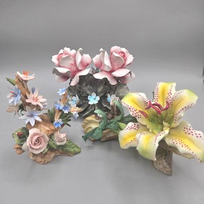 LOT 94L: Multiple Capodimonte Floral Pieces