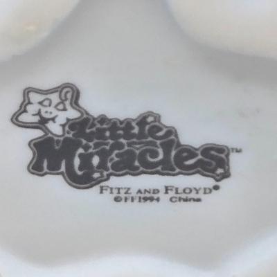 LOT 95L: Pair of Ron Gordon Designs White Angel Candle Holders, Vintage 1994 Fitz & Floyd Little Miracles Cherub Holding Love Balloon...