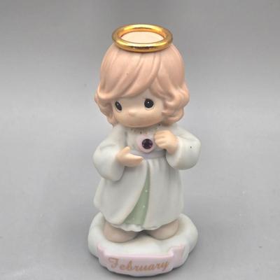 LOT 95L: Pair of Ron Gordon Designs White Angel Candle Holders, Vintage 1994 Fitz & Floyd Little Miracles Cherub Holding Love Balloon...