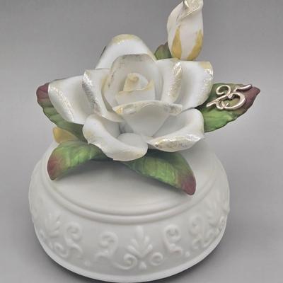 LOT 96L: Lenox Treasures Of The Heart Porcelain Hinged Trinket Box, San Francisco Music Box Company Cherub Trinket W Rice & Co Japan...