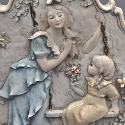 LOT 97L: Giuseppe Armani 1984 Young Ballerina Figurine and 1994 Mother's Day Plaque on a Wooden Stand