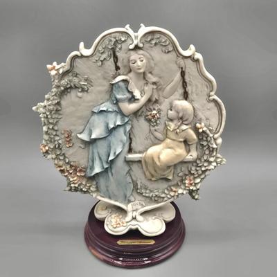 LOT 97L: Giuseppe Armani 1984 Young Ballerina Figurine and 1994 Mother's Day Plaque on a Wooden Stand