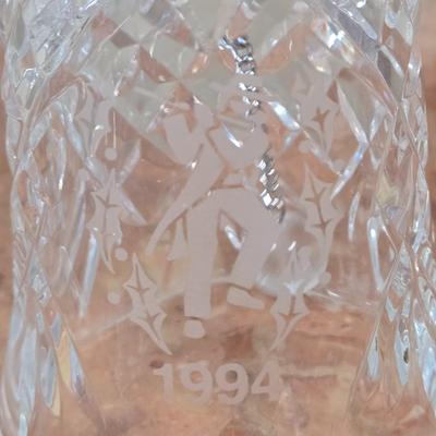 LOT 108D: Waterford Crystal Captain's Ship Decanter, Jam & Jelly Jars, Biscuit Barrel, and Bell