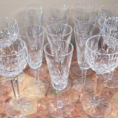 LOT 109D: Waterford Crystal Wine Glasses and Champagne Flutes