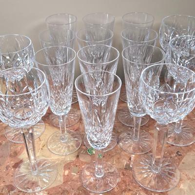 LOT 109D: Waterford Crystal Wine Glasses and Champagne Flutes