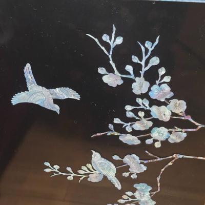 LOT 116K: Vintage Chinese Black Lacquer Pesdestal with Mother-of-Pearl Inlay