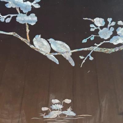 LOT 116K: Vintage Chinese Black Lacquer Pesdestal with Mother-of-Pearl Inlay