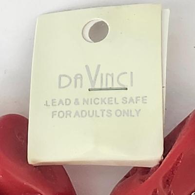 Da Vinci Bold Red Stretch Bracelet With Sculpted Resin Stones and Rich Organic Texture