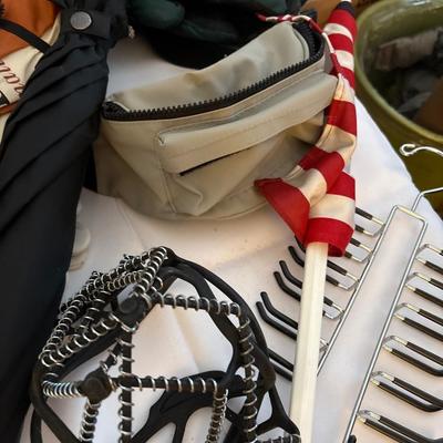 Hats, gloves, umbrellas, etc