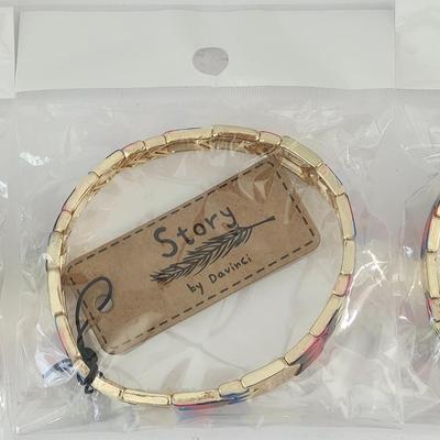 Story by Da Vinci Gold Tone Stretch Bracelets Set of Three