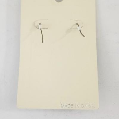 Turquoise Blue and Coral Tone Beaded Drop Earrings With Textured Medallion Charms