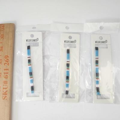 Wildflower Blue Multicolor Beaded Stretch Bracelets Set of Three