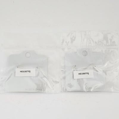 Silver Tone Flower Drop Earrings With Turquoise Color Center JZ Designs Set of Two Pairs