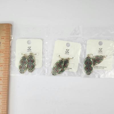 JZ Designs Multicolor Geometric Oval Drop Earrings Set of Three Pairs
