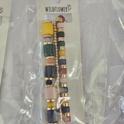 Wildflower Multicolor Beaded Stretch Bracelets Set of Three