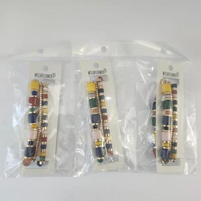 Wildflower Multicolor Beaded Stretch Bracelets Set of Three