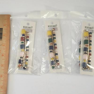 Wildflower Multicolor Beaded Stretch Bracelets Set of Three