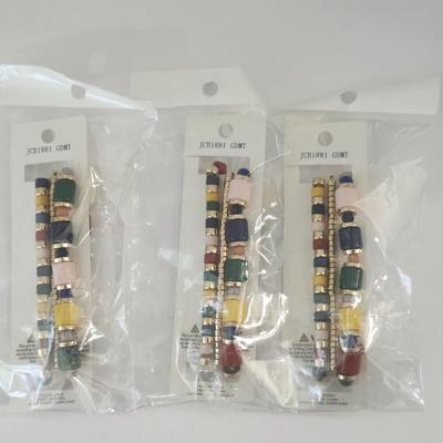 Wildflower Multicolor Beaded Stretch Bracelets Set of Three