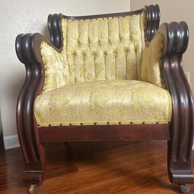 Victorian-Style Upholstered Parlor Armchair