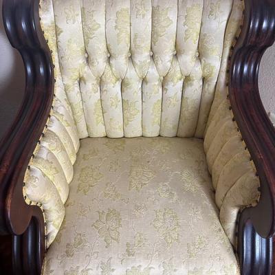 Victorian-Style Upholstered Parlor Armchair