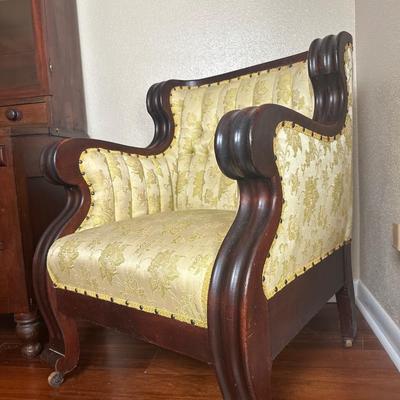 Victorian-Style Upholstered Parlor Armchair