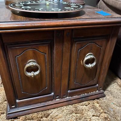 Two lamps, clock & table