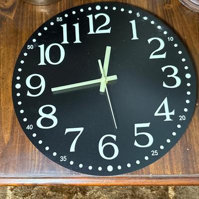 Two lamps, clock & table