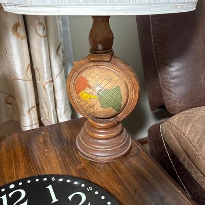 Two lamps, clock & table