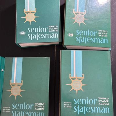 Vintage Senior Statesman stamp albums (4) some stamps