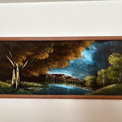 Vintage framed velvet painting