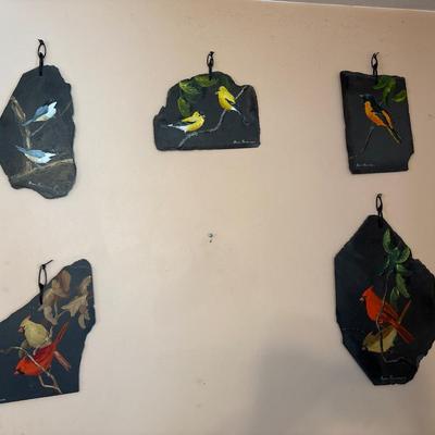 Irene Ferriman painted birds on Slate - 5 pcs