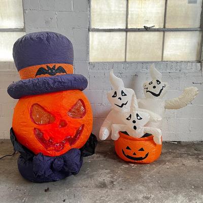 580 Large Blow up Jack O Lantern Scary Ghost with Hat