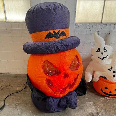 580 Large Blow up Jack O Lantern Scary Ghost with Hat