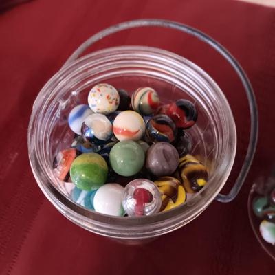2 PINT SIZE JARS OF MARBLES