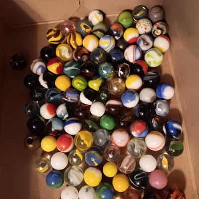 2 PINT SIZE JARS OF MARBLES