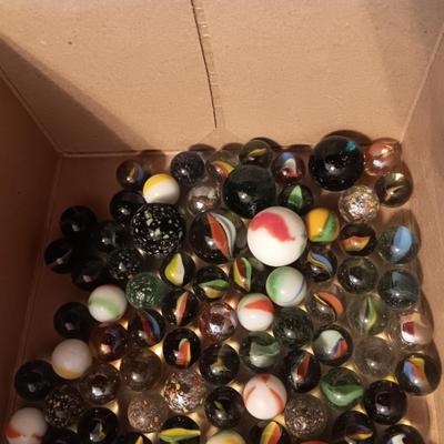 2 PINT SIZE JARS OF MARBLES