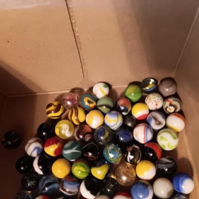 2 PINT SIZE JARS OF MARBLES